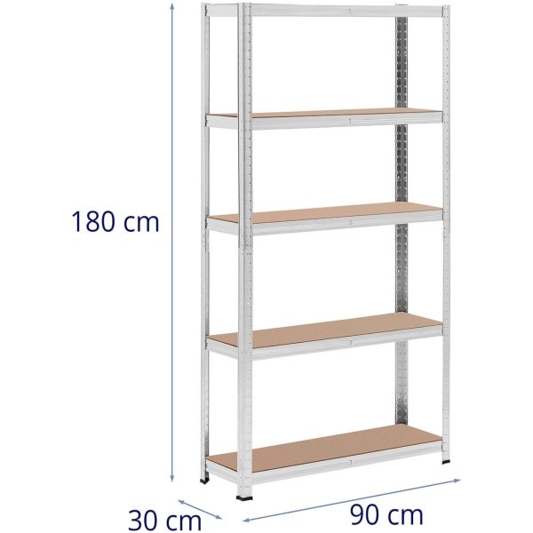 Metāla noliktavas plaukta 5 plaukti 875 kg 90 x 30 x 180 cm pelēki 2 gab.