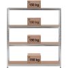 Metāla noliktavas plaukts 4 plaukti 600 kg 160 x 40 x 180 cm pelēks