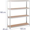 Metāla noliktavas plaukts 4 plaukti 600 kg 160 x 40 x 180 cm pelēks