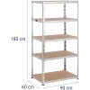 Metāla noliktavas plaukts 5 plaukti 875 kg 90 x 60 x 180 cm pelēks