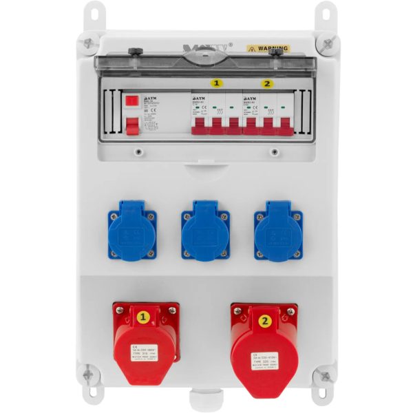Elektriskā slēdža 3 x Schuko 2 X CEE diferenciālās shēmas pārtraucējs 2 X uzstādīšana