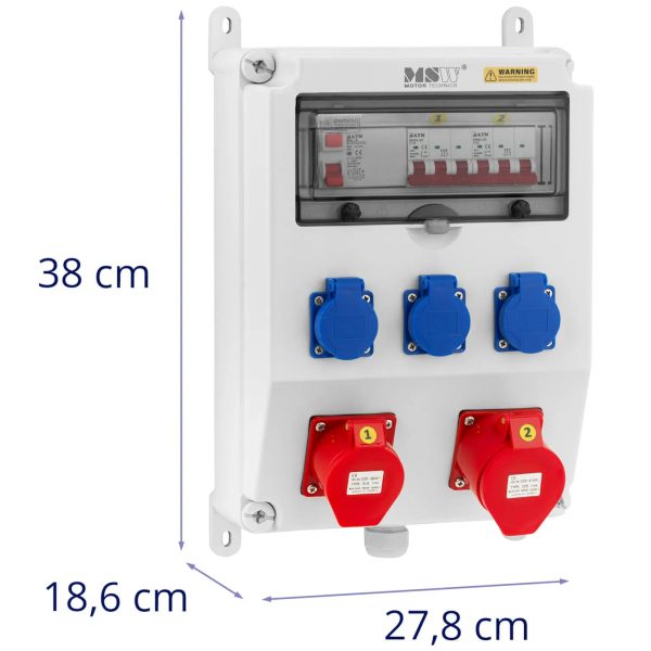 Elektriskā slēdža 3 x Schuko 2 X CEE diferenciālās shēmas pārtraucējs 2 X uzstādīšana