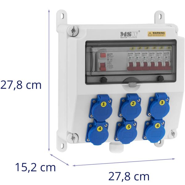 Elektriskā slēdža 6 X Schuko diferenciālās shēmas pārtraucējs 6 X uzstādīšana