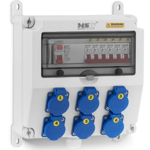 Elektriskā slēdža 6 X Schuko diferenciālās shēmas pārtraucējs 6 X uzstādīšana