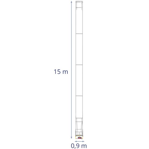 Pārklājot pacelšanas liftu ar 15 m līdz 200 kg 1500 W