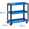 Instrumentu darbnīcas ratiņi uz riteņiem 3 plaukti 70 x 38 cm tērauds līdz 500 kg