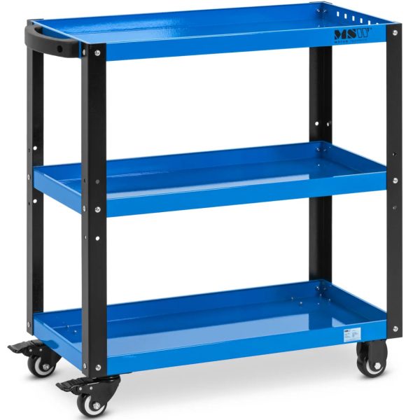 Instrumentu darbnīcas ratiņi uz riteņiem 3 plaukti 70 x 38 cm tērauds līdz 500 kg