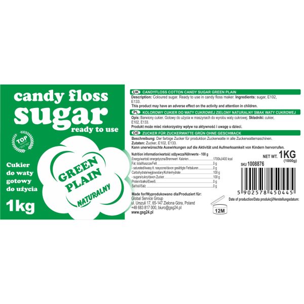 Krāsainas kokvilnas konfektes zaļās dabiskās apakšpunkta super super 1 kg