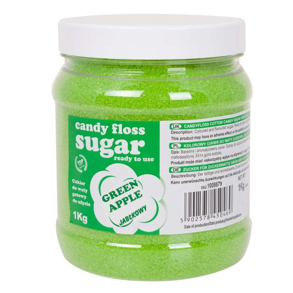 Krāsains vatu cukurs zaļš ar ābolu aromātu 1kg