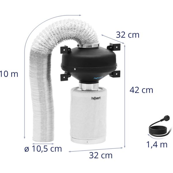 Ventilācijas komplekts ventilatora oglekļa filtrs 30 cm ventilācijas caurules diametrs 100 mm 10 m
