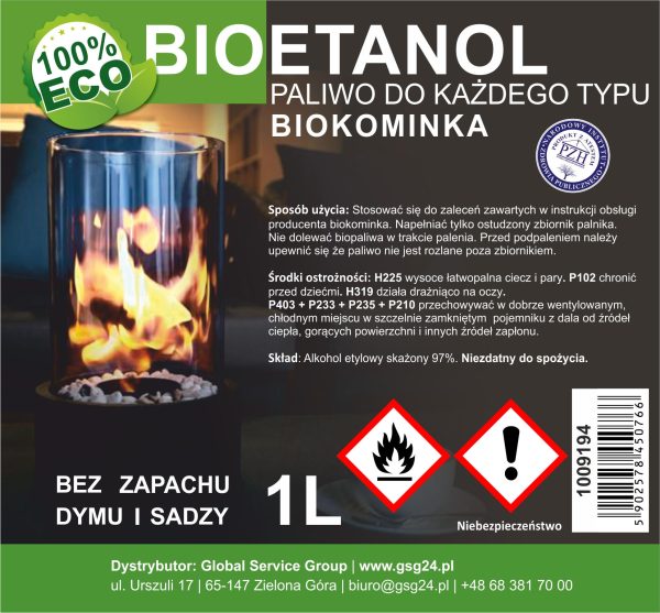 Bioalkohols Bioetanola Bio degviela Bio kamīnam 1L