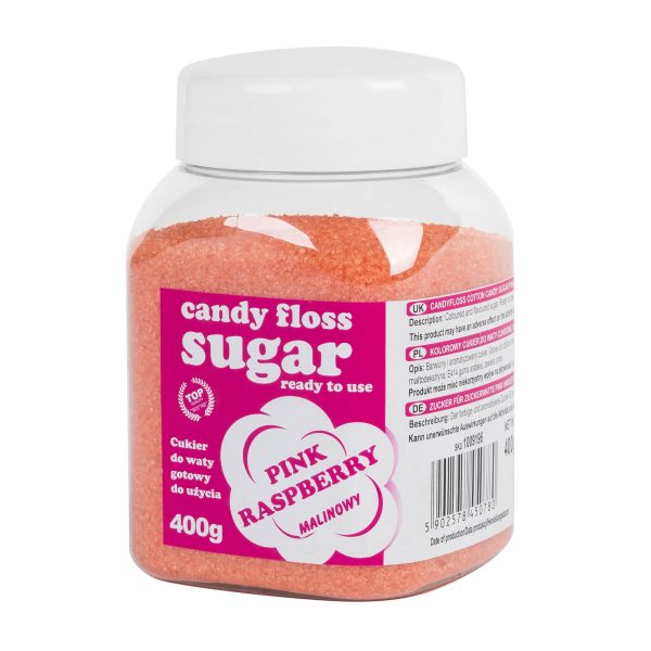 Krāsainas kokvilnas konfektes rozā ar aveņu aromātu 400g