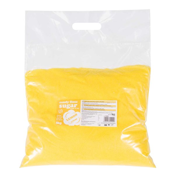 Krāsainas aromātiskas kokvilnas konfektes dzeltenā krāsā ar citrona aromātu 5 kg