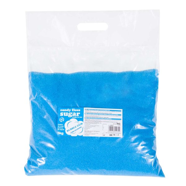 Krāsains aromatizēts cukurvates cukurs, zils ar burbuļgumijas garša 5kg