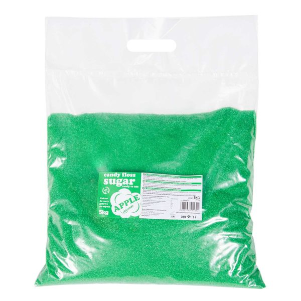 Krāsains aromatizēts cukurvates cukurs ar zaļo ābolu garšu 5kg