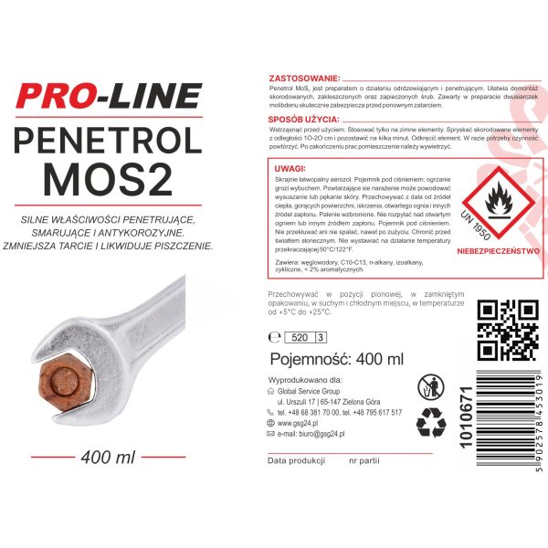 Sarkanais vadītājs spēcīgi iekļūst Penetrol MOS2 pro-līnijas aerosols