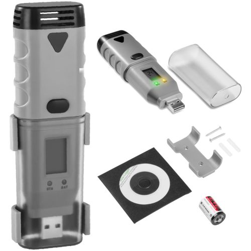 USB diapazona no -35 līdz 80C galotnes un mitruma reģistrators