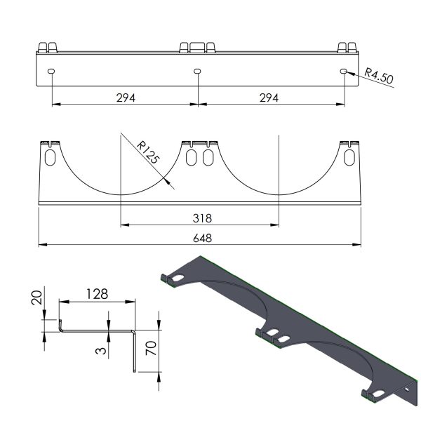 Sienas turētājs 2 gāzes cilindru maks. 250 mm pro-līnijas cilindri