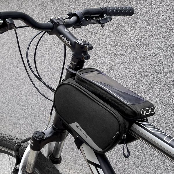 Velosipēdu soma rāmim + noņemams tālruņa segums līdz 6,5 "1,5L melns