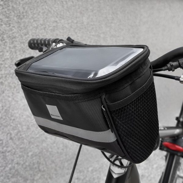 Velosipēdu soma stūres ratiņam ar tālruņa korpusu 2 l melna