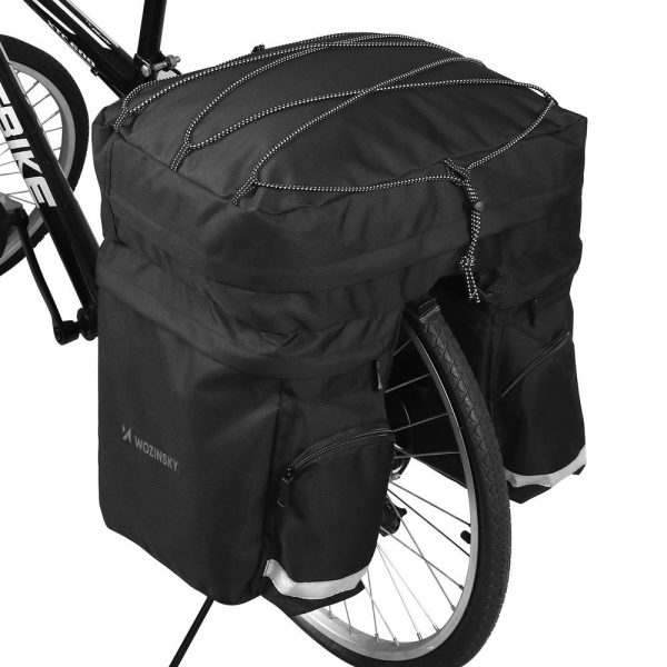 Ietilpīgs velosipēdu maiss 60 l uz bagāžnieka + melna lietus pārsega