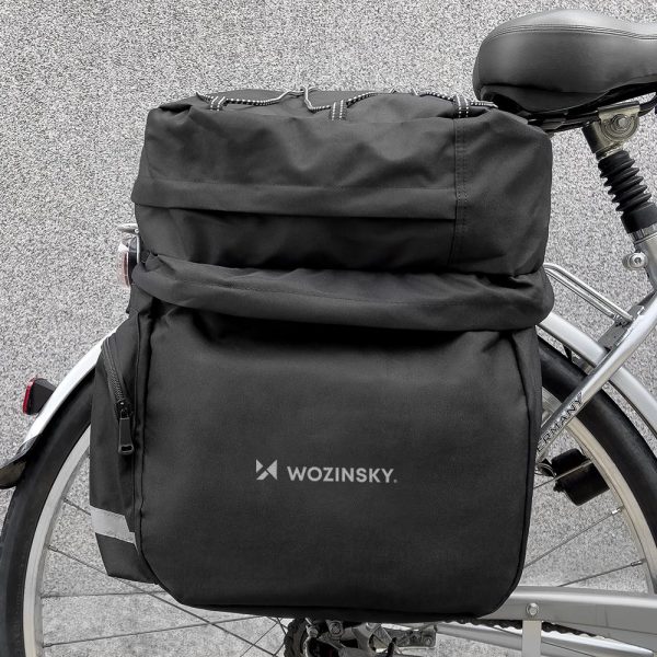 Ietilpīgs velosipēdu maiss 60 l uz bagāžnieka + melna lietus pārsega