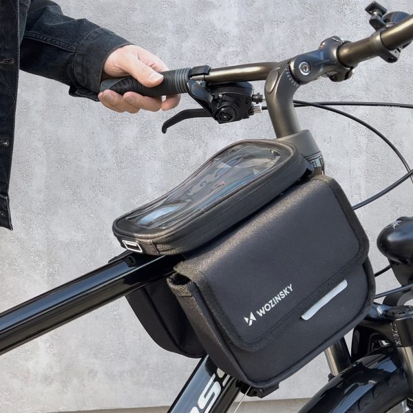 Velosipēdu soma pankūku rāmim ūdensnecaurlaidīgam velosipēdam pa tālruni 1,5L melns