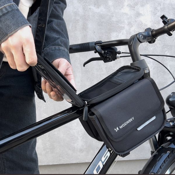 Velosipēdu soma pankūku rāmim ūdensnecaurlaidīgam velosipēdam pa tālruni 1,5L melns