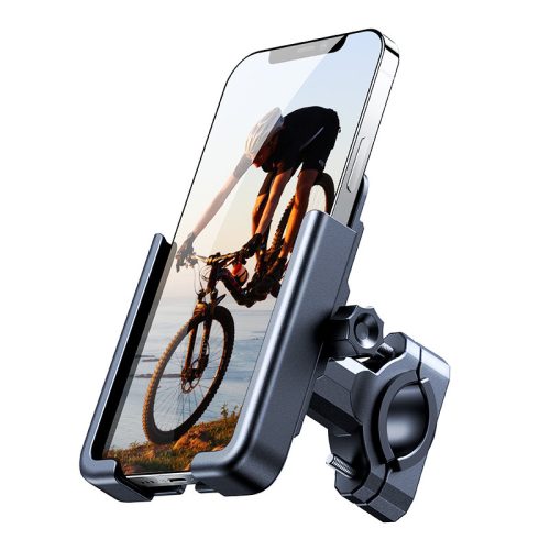 Metāla velosipēdu tālruņa turētājs. Melnie motorolleri