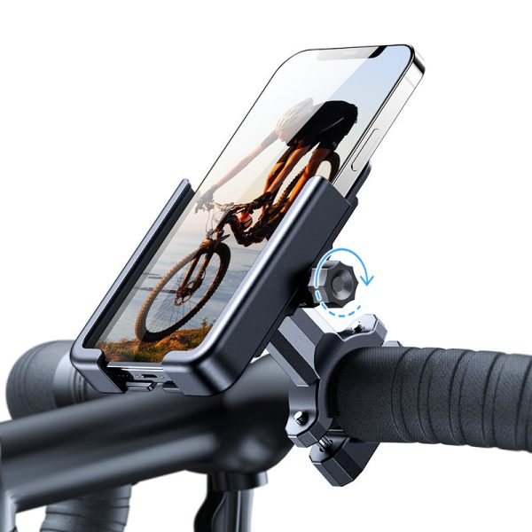 Metāla velosipēdu tālruņa turētājs. Melnie motorolleri