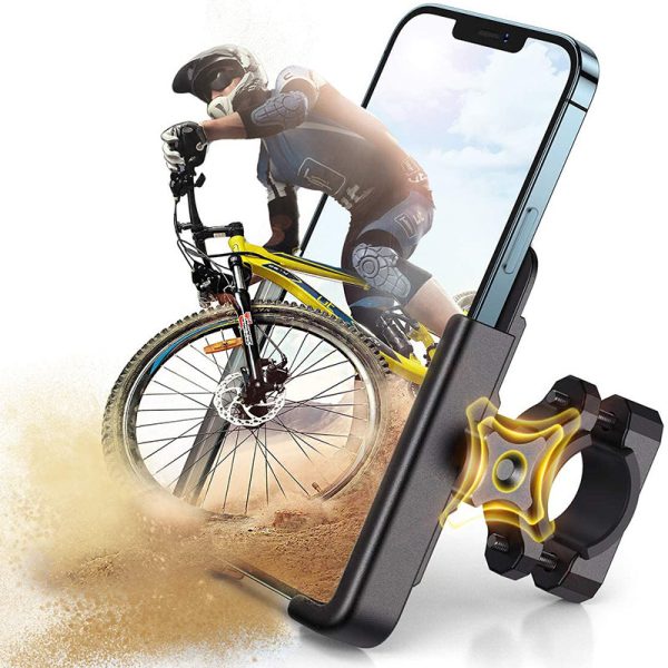 Metāla velosipēdu tālruņa turētājs. Melnie motorolleri