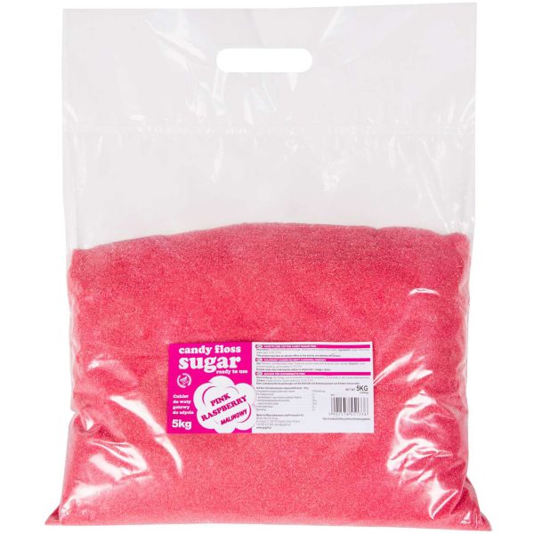 Krāsains konfektes cukurs ir sarkans ar aveņu aromātu 5 kg