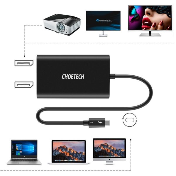 USB rajona adaptera c tipa Thunderbolt 3 melns