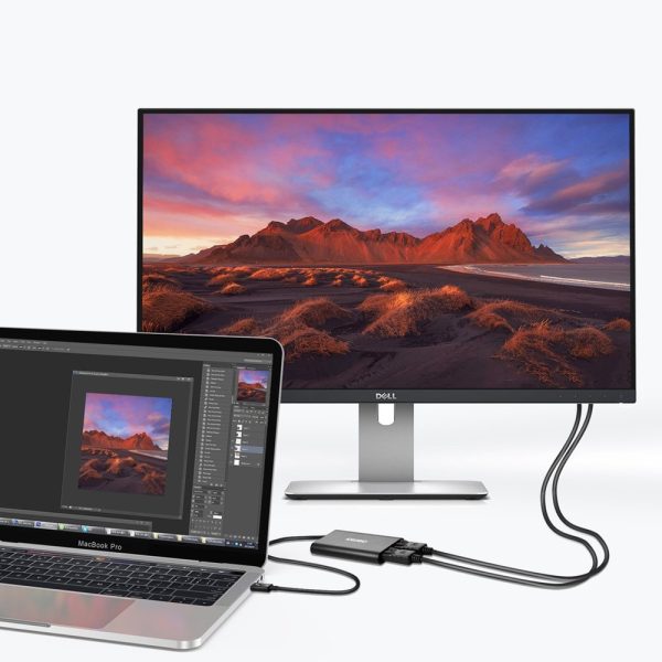 USB rajona adaptera c tipa Thunderbolt 3 melns