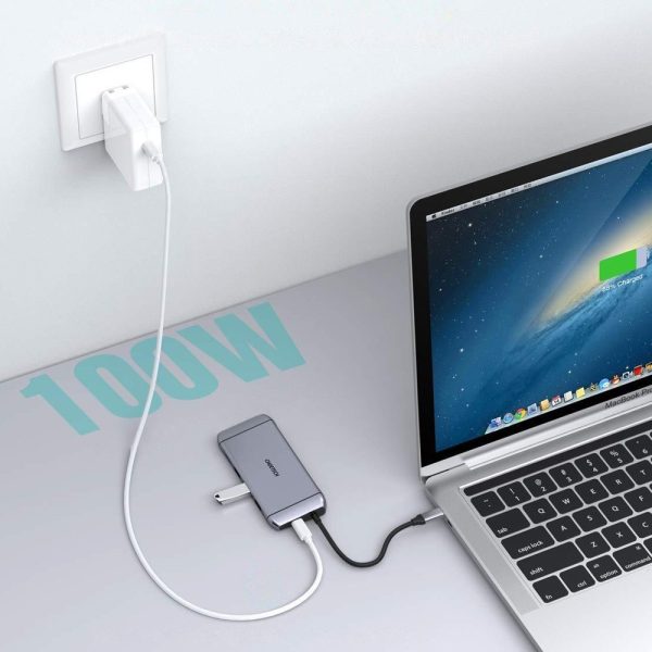 Daudzfunkcionāls centrs USB SD un TF HDMI 4K VGA Full HD RJ45 9W1 pelēks