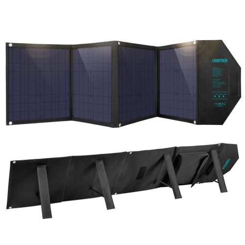Liels 80 W Solar Charger DC USB C 2XUSB PD QC Black
