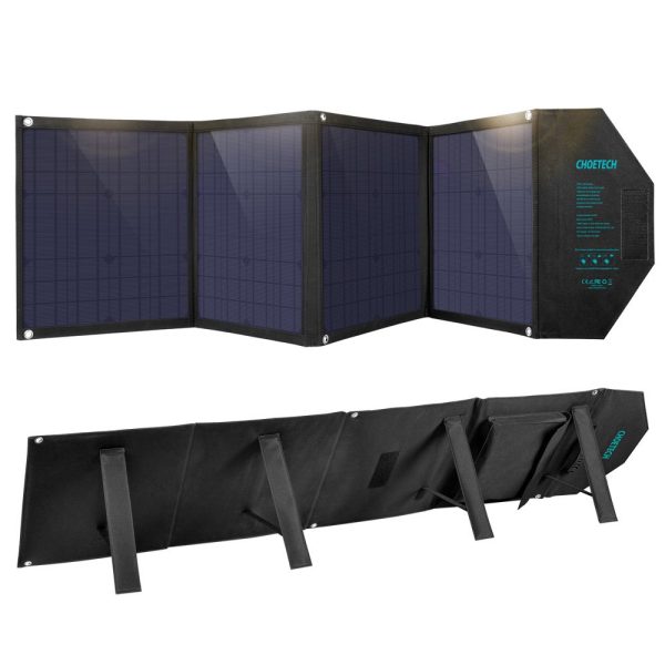 Liels 80 W Solar Charger DC USB C 2XUSB PD QC Black