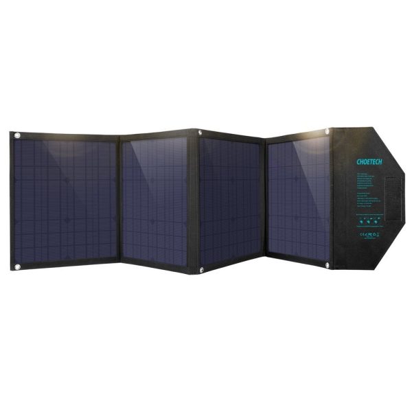 Liels 80 W Solar Charger DC USB C 2XUSB PD QC Black