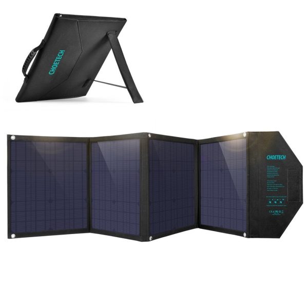 Liels 80 W Solar Charger DC USB C 2XUSB PD QC Black