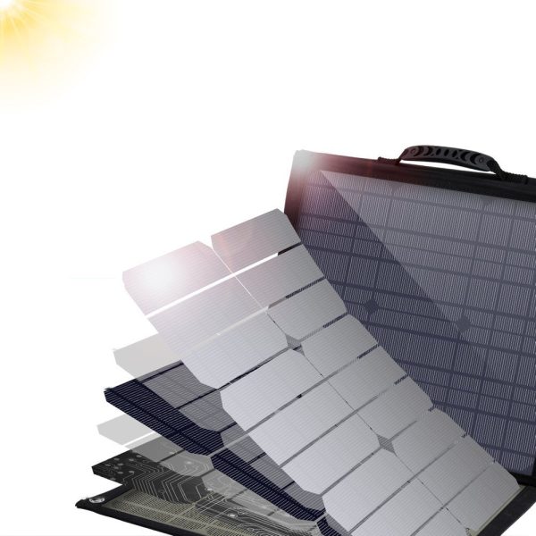 Liels 80 W Solar Charger DC USB C 2XUSB PD QC Black