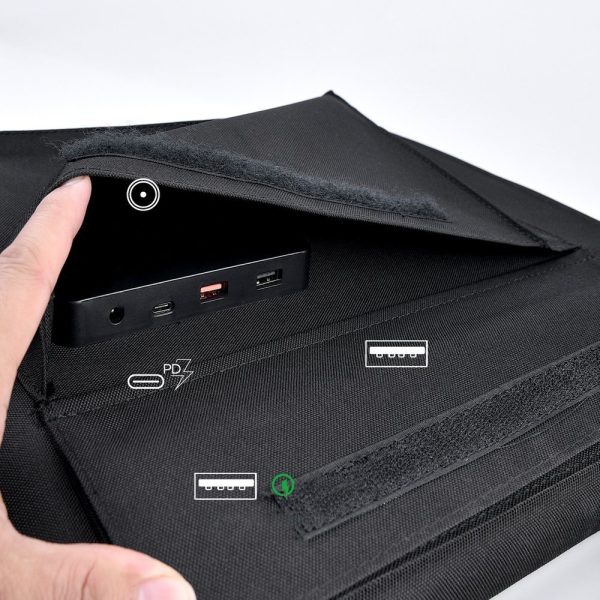 Liels 80 W Solar Charger DC USB C 2XUSB PD QC Black