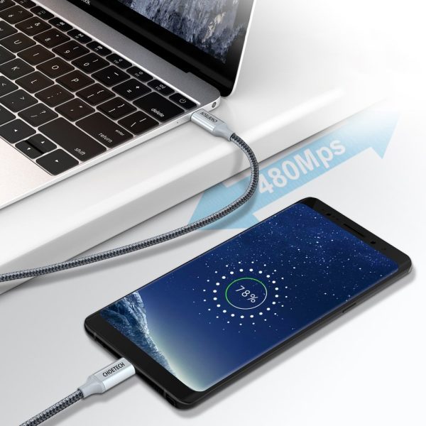Kabelis USB kabeļa tips C - USB tips C 5A 100W PowerDelivery 480Mbps 1,8 m pelēks