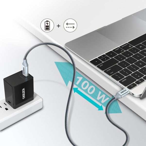 Kabelis USB kabeļa tips C - USB tips C 5A 100W PowerDelivery 480Mbps 1,8 m pelēks