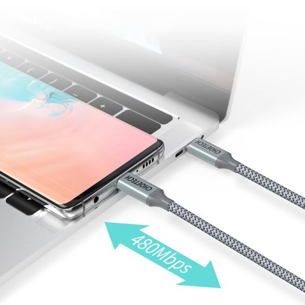 Kabelis USB kabeļa tips C - USB tips C 5A 100W PowerDelivery 480Mbps 1,8 m pelēks