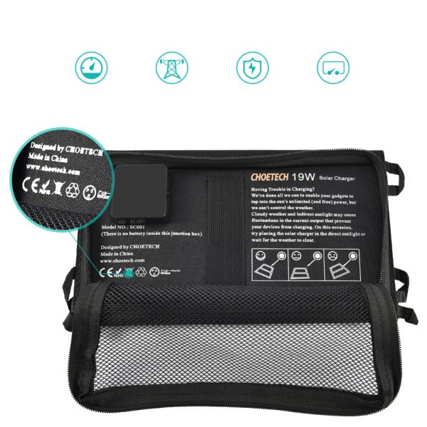 Solar Solar Loader USB saliekams 19w 2xusb melns