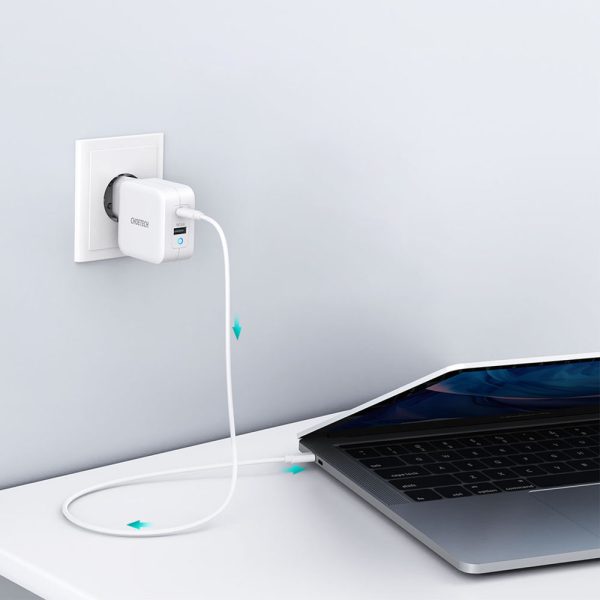 Ātrs GaN USB lādētāja c tipa tips C PD USB-A QC3.0 65W 3.25A balts