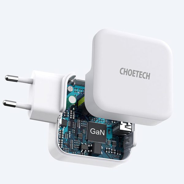 Ātrs GaN USB lādētāja c tipa tips C PD USB-A QC3.0 65W 3.25A balts