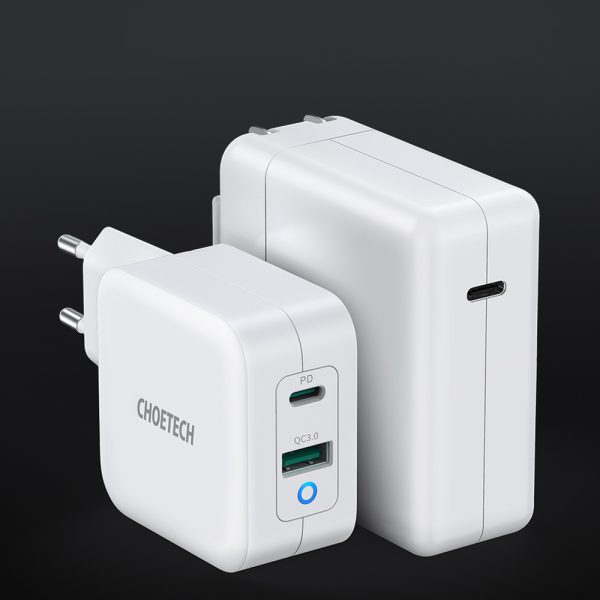 Ātrs GaN USB lādētāja c tipa tips C PD USB-A QC3.0 65W 3.25A balts