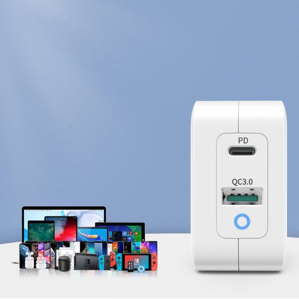 Ātrs GaN USB lādētāja c tipa tips C PD USB-A QC3.0 65W 3.25A balts