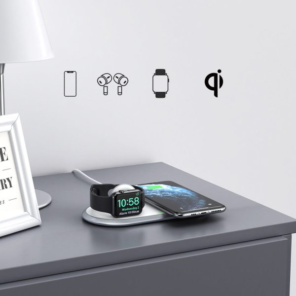 Qi 2in1 bezvadu lādētājs Apple Watch viedtālrunim ar USB CEP